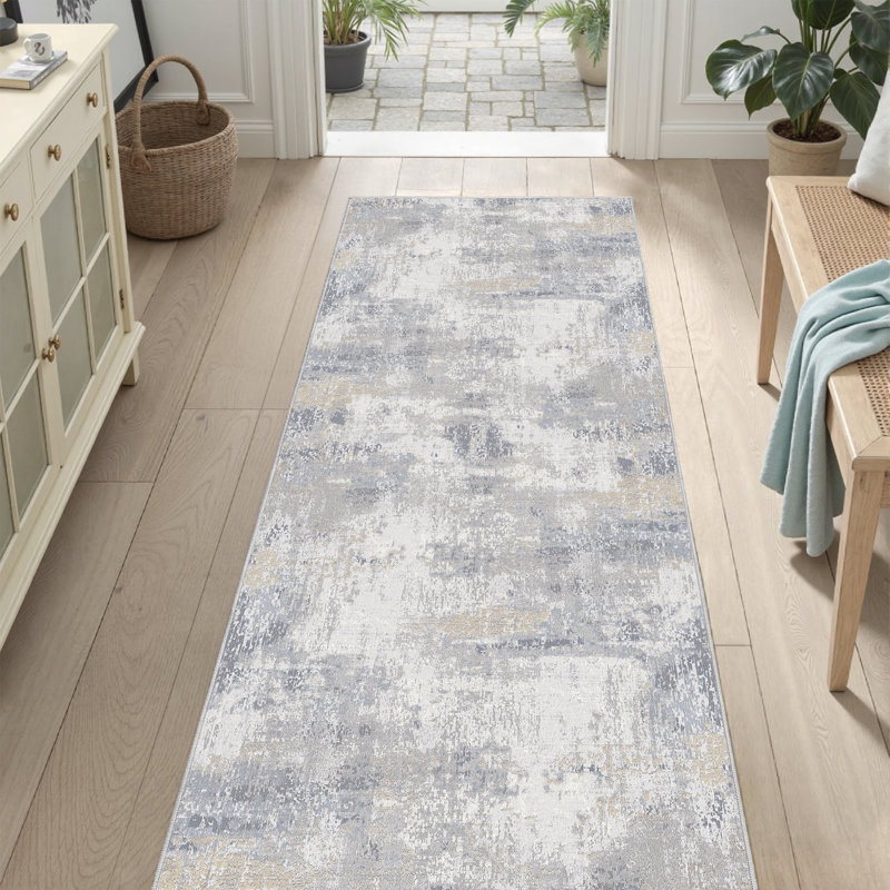 Machine Washable Area Rug with Non-Slip Backing for Living Room, Runner 61 x 244 cm
