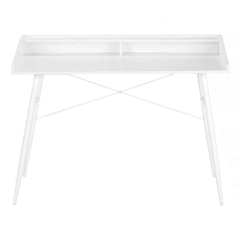 Computer Desk, Home Office, Laptop, Storage Shelves, 48"L, Work, White Laminate, White Metal, Contemporary, Modern