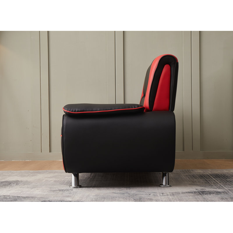 Chaise de salon Ehan, Similicuir rouge / noir