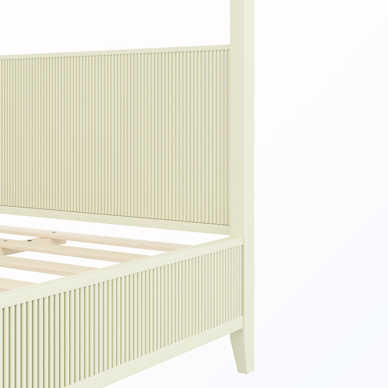 Grand lit à baldaquin en bois, Grand lit, Beige