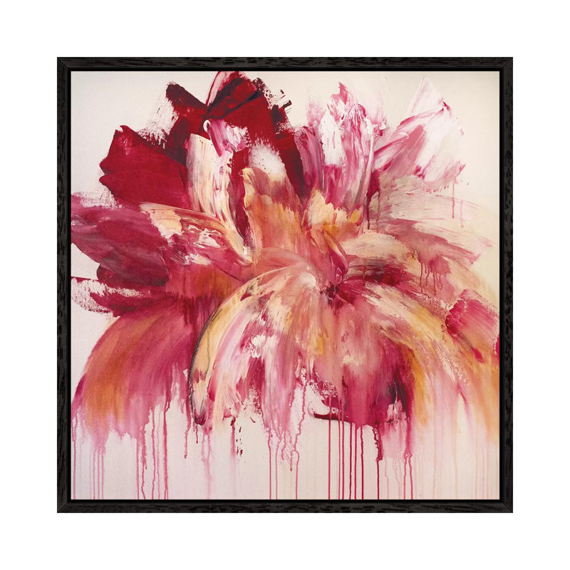 Pink Rhapsody by Jude Remedios - Painting on Canvas, 66.04cm H x 66.04cm W x 3.81cm D, Black Framed