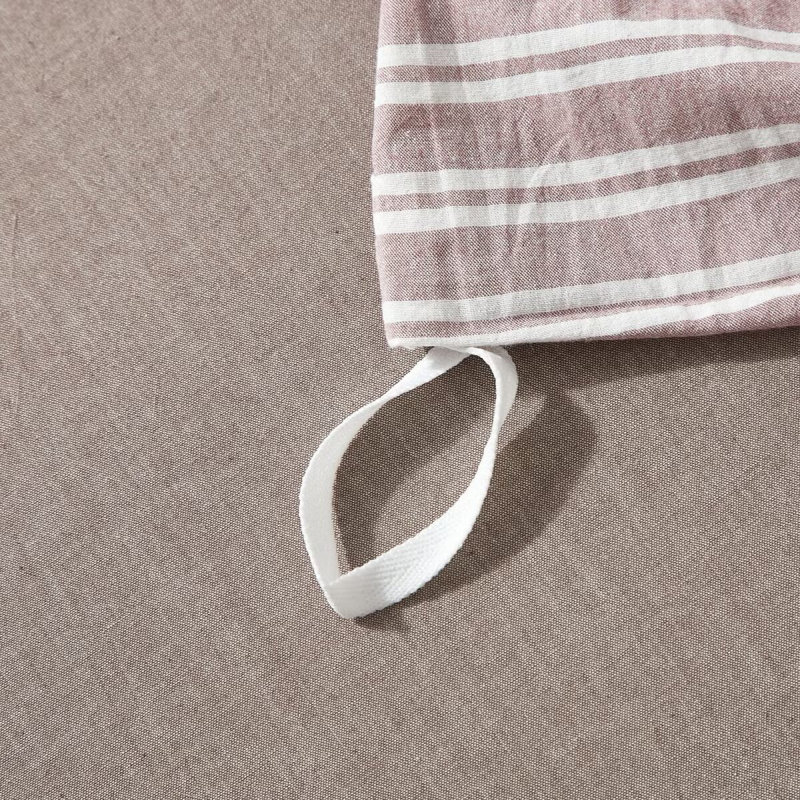 Ensemble de housse de couette à rayures XINMIANFANG, Vieux mauve / blanc, Housse de couette double / grand + 2 taies d'oreil