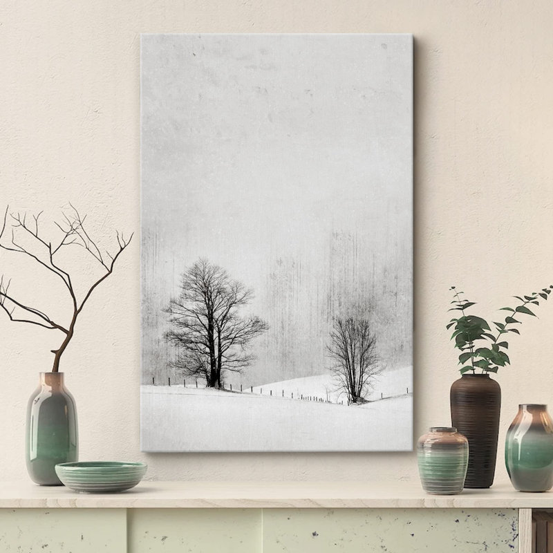 " Winter Snow Pastel Birch Trees ", Wrapped Canvas, 24" H x 16" W