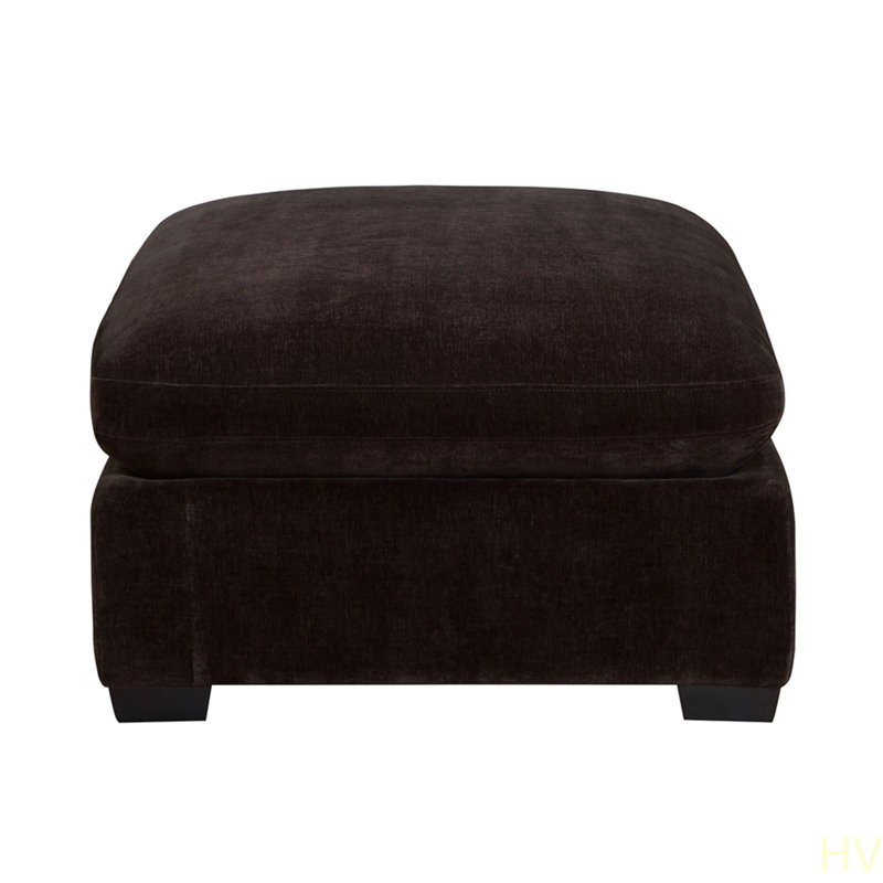 Recgular Fabric Upholste Ottoman, Brown, Black