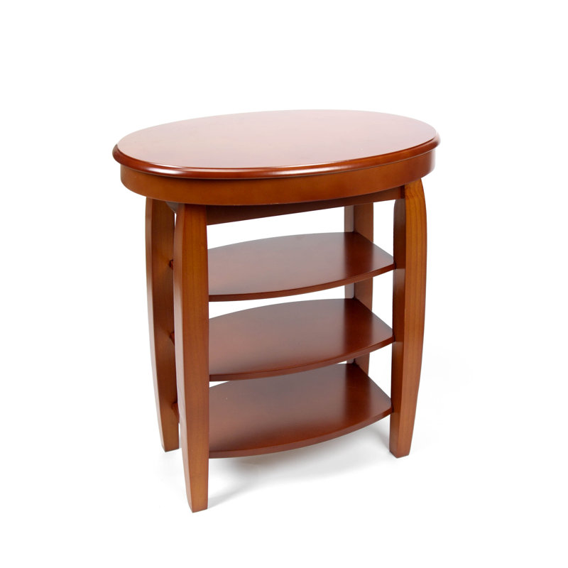Sydni Swivel-top Side Table with Shelves, Burnt Orange