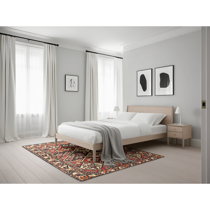 Tapis géométrique rouge / beige / brun, Rectangle 5 pi x 7 pi