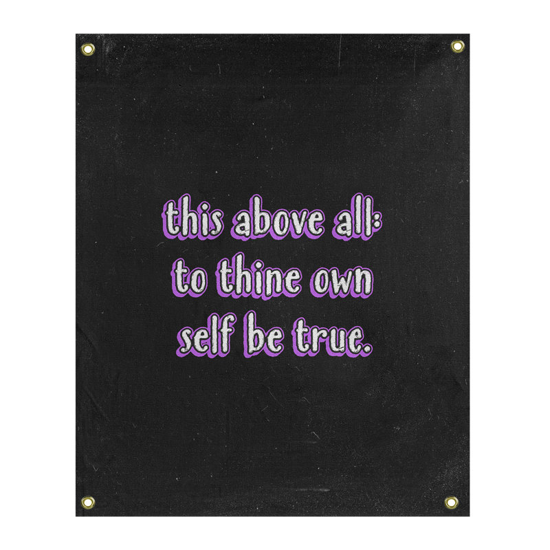 Tapisserie tableau noir en polyester, citation shakespeare, H 36 po x l 26 po, Mauve