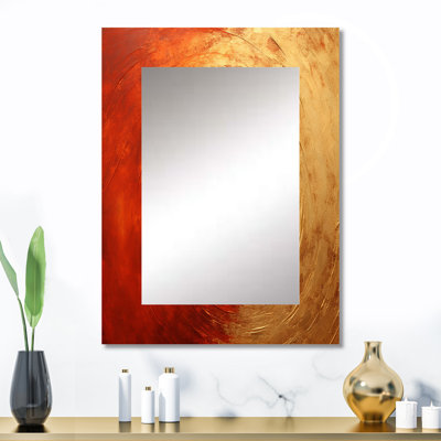 Or rouge vermillon spirale coucher de soleil - abstrait spirales murales, miroir moderne et contemporain