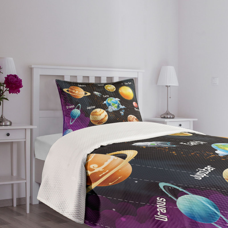 Couvre-lit Ambesonne Milky Way, Couvre-lit simple et 1 taie décorative