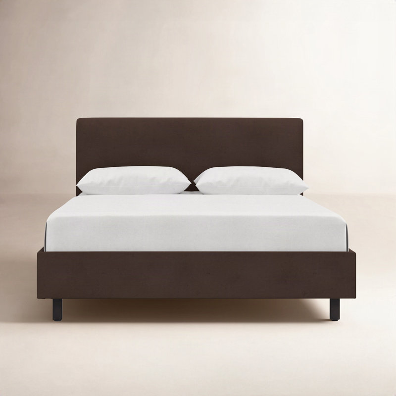 Lit tapissier Eisley, Grand, Velours chocolat classique