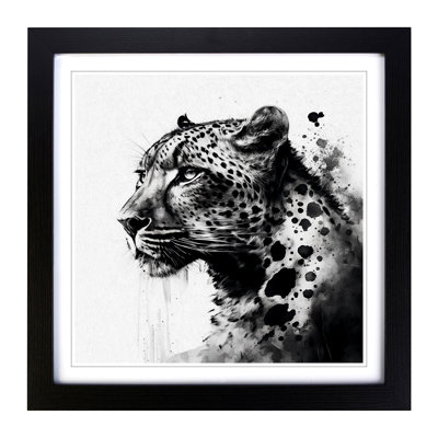Leopard Ink Wash - Framed Print