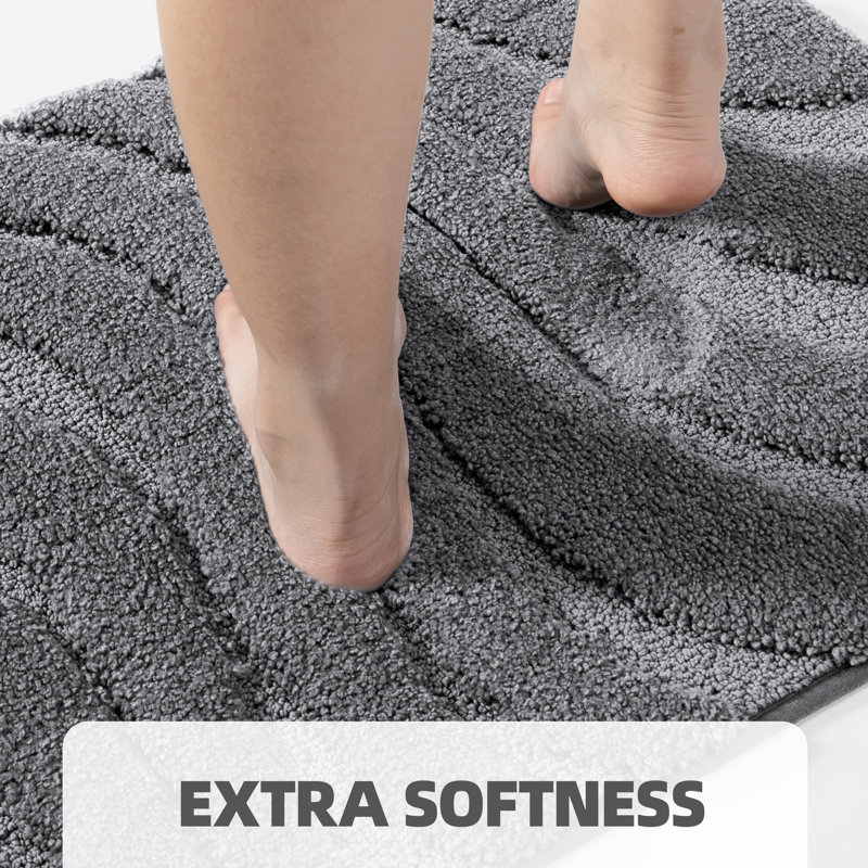 Gagetown Microfiber / Microsuede Non-Slip Bath Rug, 24" W x 36" L, Dark Gray