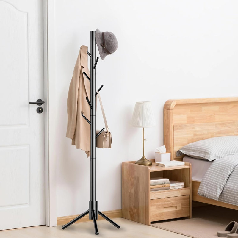 Hadiyaah Freestanding 8 - Hook Coat Rack, Black