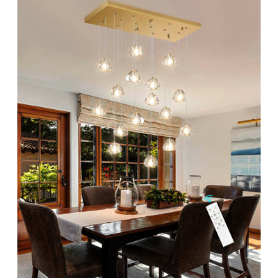 16-lights Rectangular Crystal Chandeliers Led Dimmable