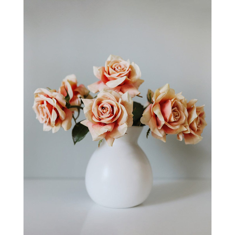 Peach Pink Dutchess Real Touch Rose 20"