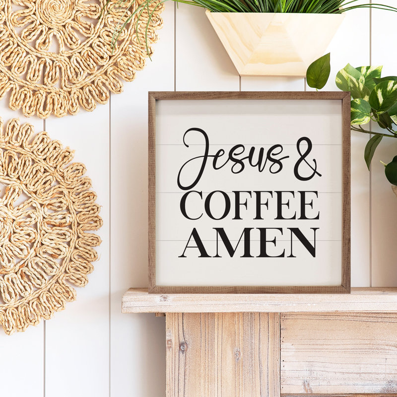 Jésus et café amen blanc, H 4 po x l 4 po