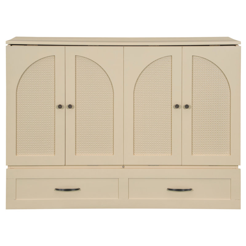 Lit double de couleur dorée, option d'espace pour les espaces multifonctionnels, coussins de tiroirs, lit pliable d'apparence, petites pièces idéales, design, grands tiroirs, esthétique