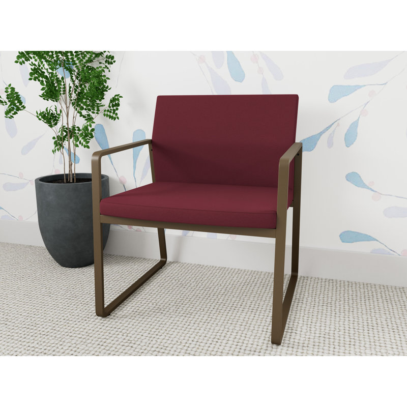 Chaise d'invité surdimensionnée Gansett, Bronze, Tissu vin ouvert
