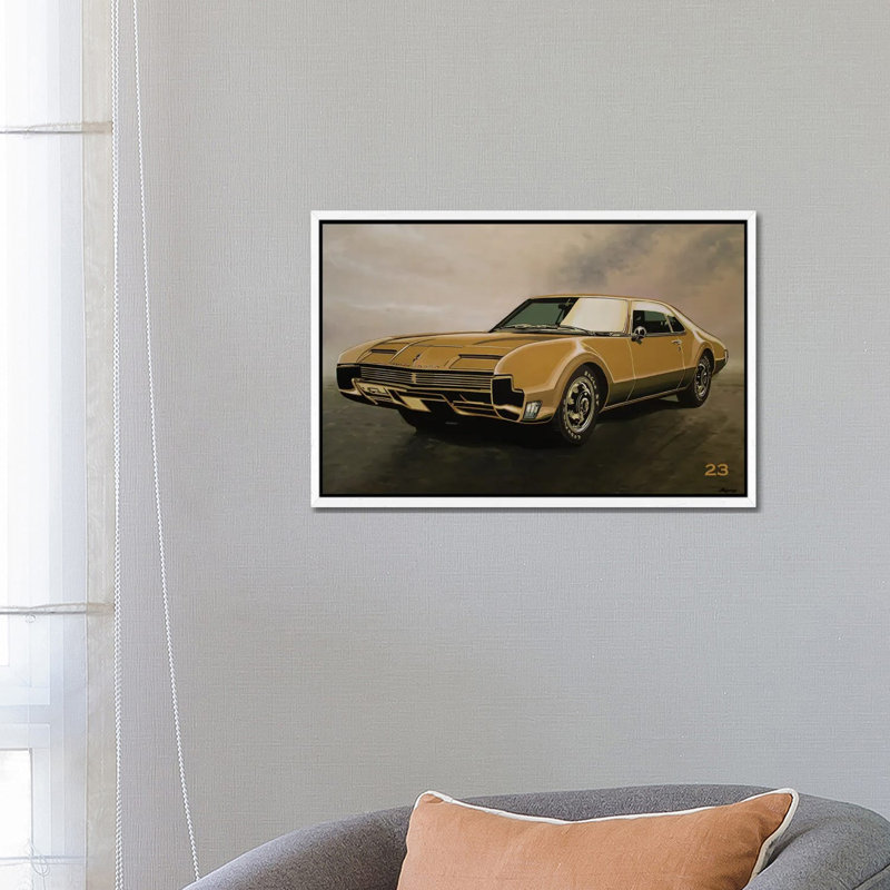 Oldsmobile Toronado 1969 1 Piece Painting on Canvas, 66.04 cm H x 45.72 cm W, White Floater Frame