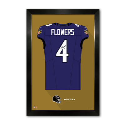 Impression encadrée du maillot des Ravens de Baltimore (NFL-PA) Zay Flowers 4 violet 27" x 39"