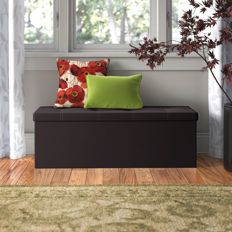 Brenneman Faux Leather Ottoman, Brown Faux Leather