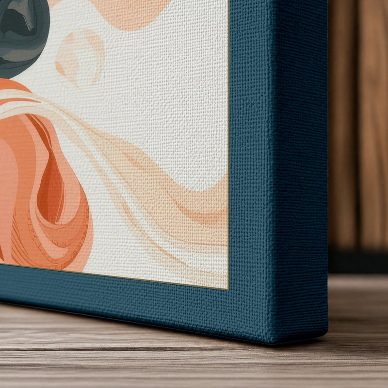 Flowing Forms Abstract - Wrapped Canvas, 30x20 - 76.2 x 50.8 cm, Teal Border