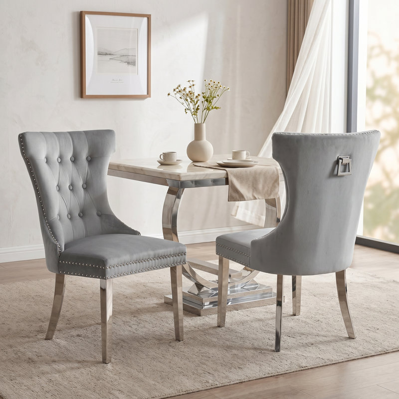 Fauteuil à oreilles Haikey, Gris clair, Argent
