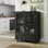 Buffet minimaliste noir avec portes doubles en verre et tiroir, armoire de rangement moderne en bois pour le salon, le couloir d'entrée de la salle à manger (noir)