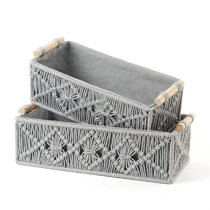 2 Piece Fabric Basket Set BTERAZ Color: Ivory