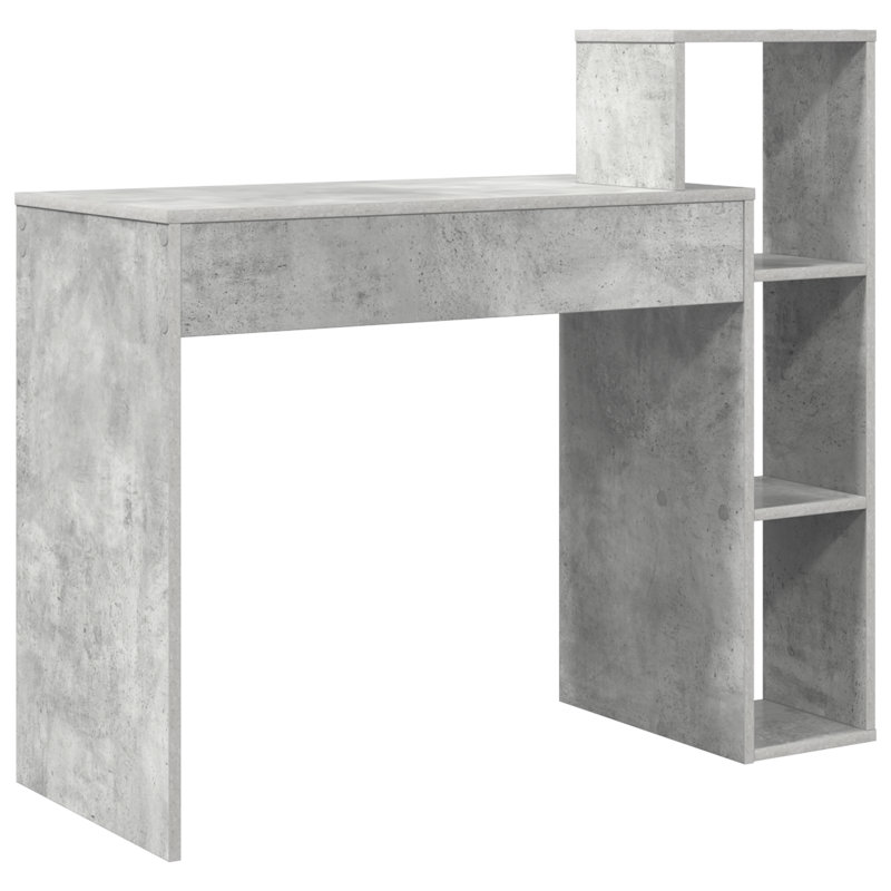 Computer Desk Particle Board Medium Shelving, Concrete Grey