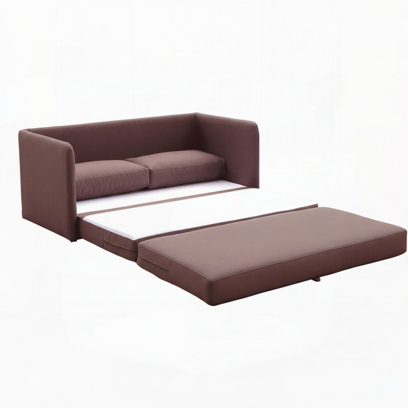 Causeuse-lit rembourrée en tissu Modern Modern, L 51 po, Tissu chocolat
