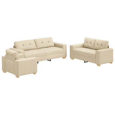 Set Of 3 Cream Fabric Large Decorative Inlays Armchair
