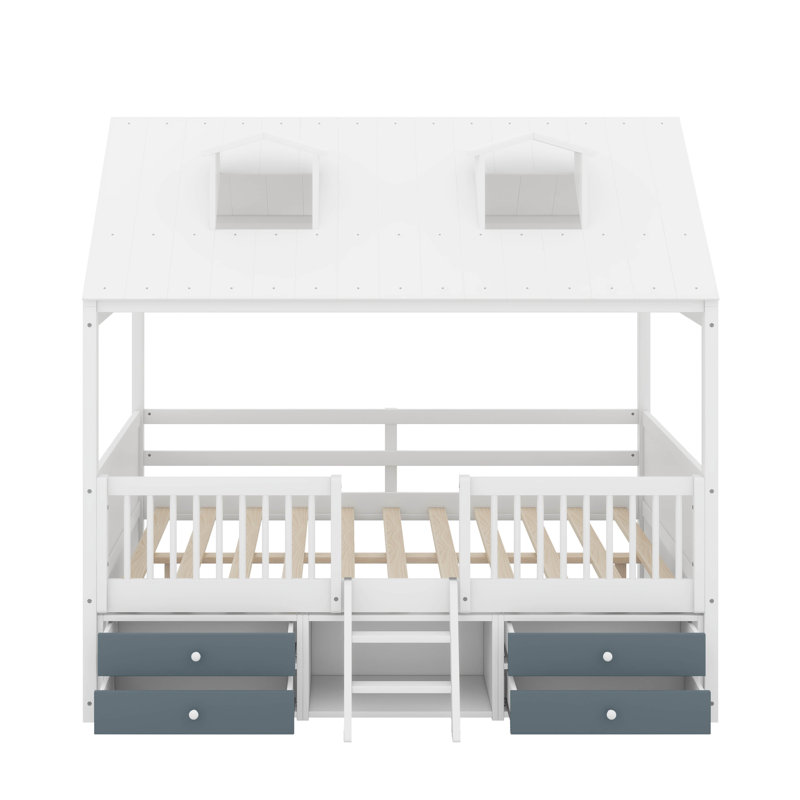 Lit en bois, Lit double, Blanc
