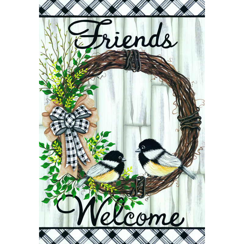 «Welcome Friends» par Lisa Kennedy - reproduction imprimée, L 12 po x H 18 po, Non, Toile encadrée noire