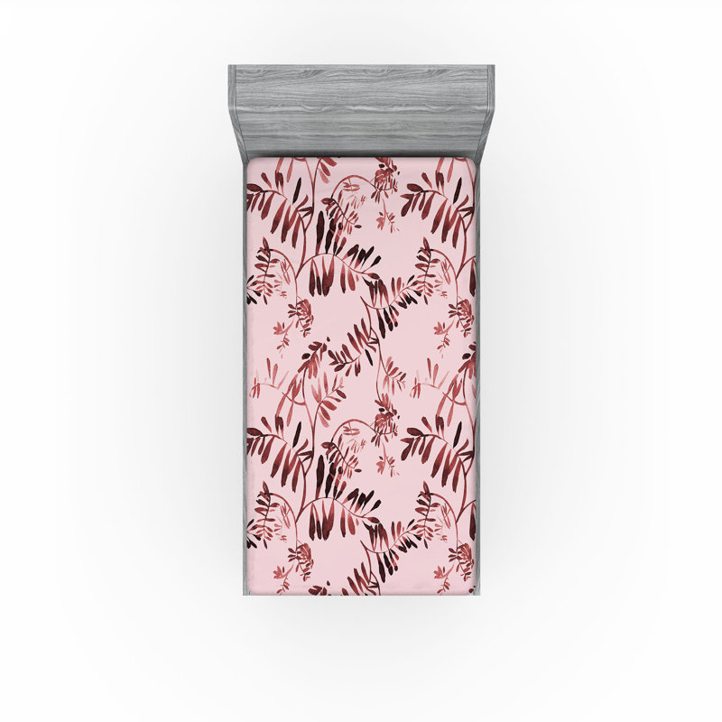 Drap-housse à motif floral Ambesonne, Drap-housse simple TG, Rose, marron pâle / floral
