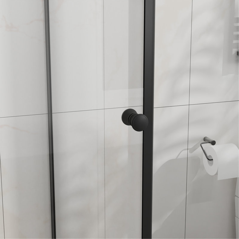 Goodyo Shower Enclosure Frameless 36 in.D x 36 in. W x 72 in. H, Corner Shower Door with 1/4 in. Clear Tempered Glass, Pivot Opening, Black Finish