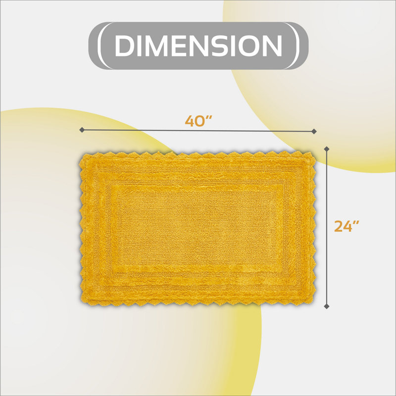 Tapis pour salle de bain 100% coton Rasika, Jaune, Rectangle 24 po x 40 po