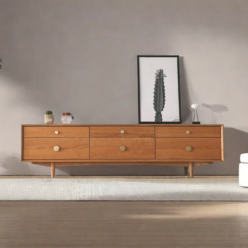 Cherry Wood TV Stand, 82.67"