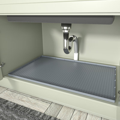 34‘’ W x 22'' D Under-Sink Silicone Tray, Waterproof & Oil-Proof Cabinet Protector Tray for Kitchen Sink