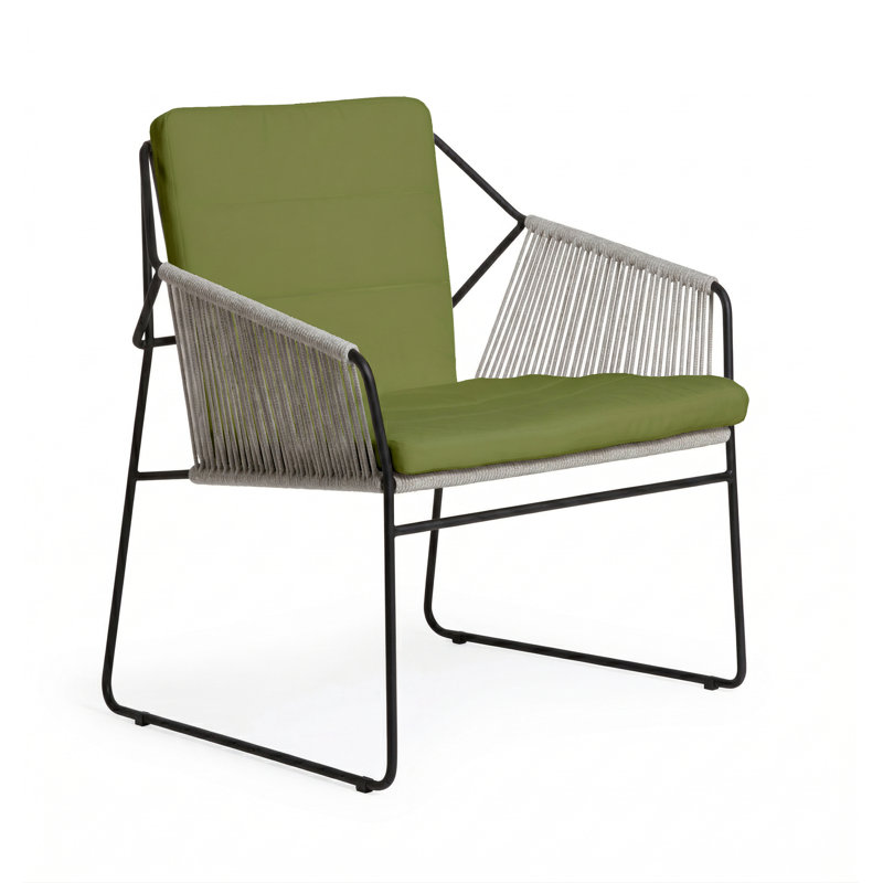 Sandur Outdoor Lounge Chair, White Rope/White Frame, Canvas Lichen
