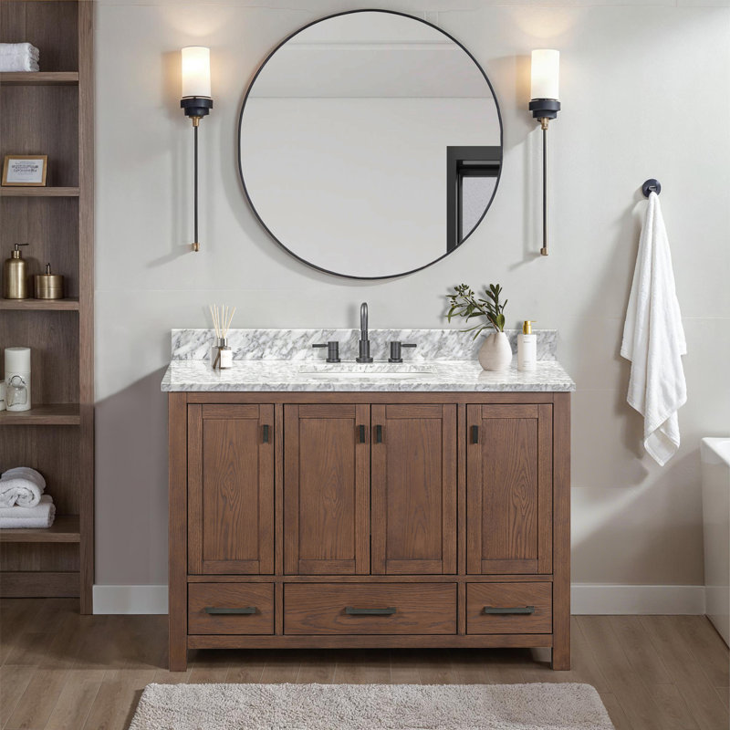 Souther 48" Single Bathroom Vanity with Top, Mocha Oak