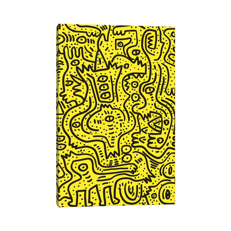 Yellow Graffiti Party by Emmanuel Signorino - Wrapped Canvas Gallery-Wrapped Canvas Giclée, 20.32 cm H x 30.48 cm W