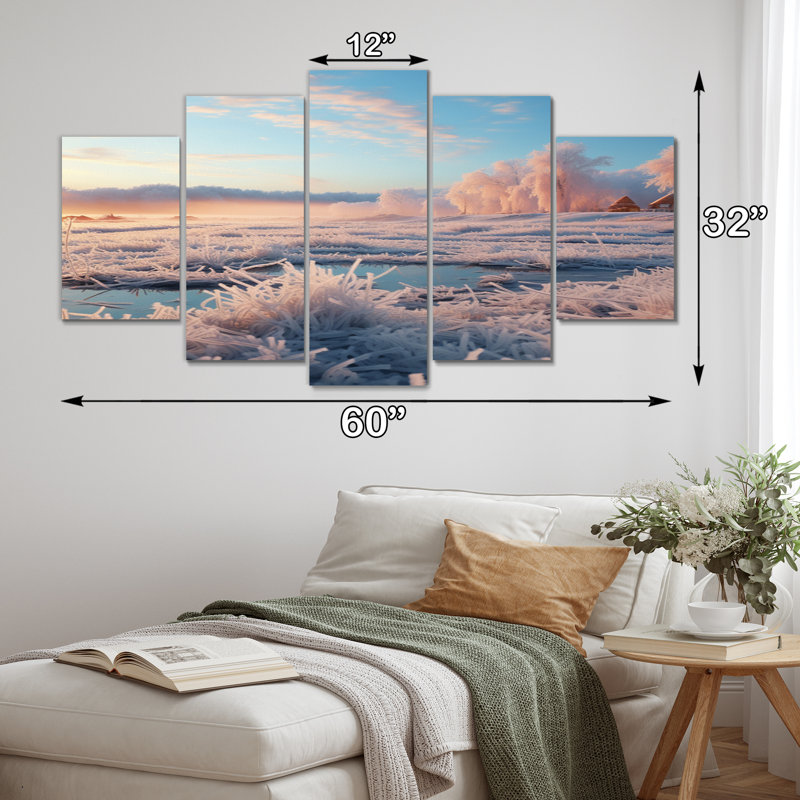 «Winter Lake Reverie II», impression sur toile paysage d'hiver - 5 panneaux