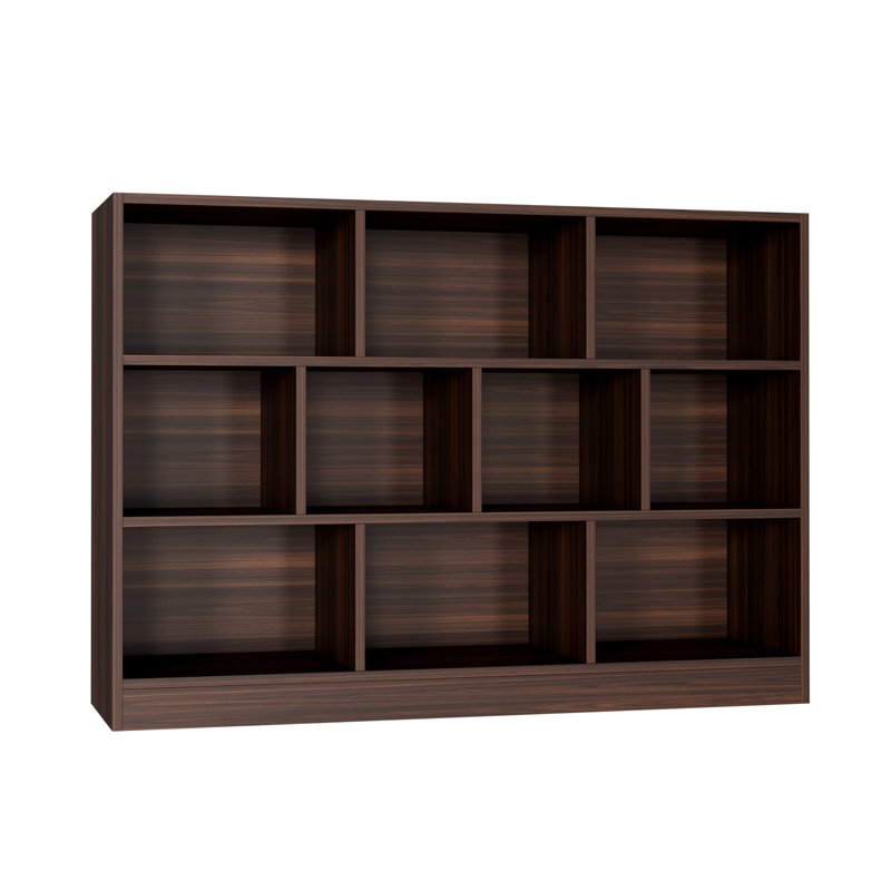 Presly 3  Tier Cube Bookcase Modern Bookshelf with 10 Cubes, Brown, (10 Shelves) 33.07"H x 43.31"W x 11.61"D