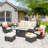 7 - Person Patio Furniture Set with Swivel Rocker, Outdoor Wicker Rattan Seating Group with Cushions, All Weather Sofa Conversation Set with Fire Pit Table for Garden Backyard-1188283242