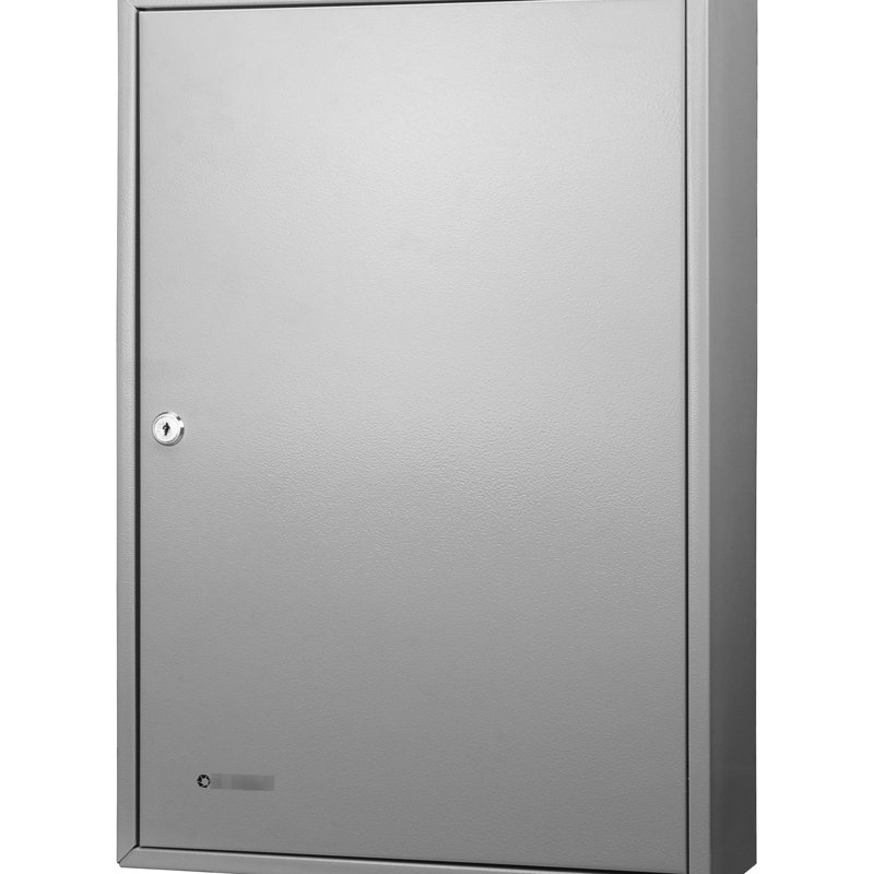 Armoire 150 clés avec sections réglables, serrure, acier gris, fixation murale pour un rangement efficace Armoire 150, finition, fabrication en acier, serrure et ensemble de montage