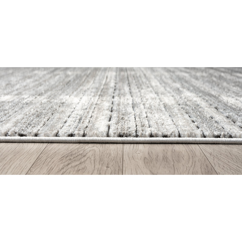 Gionata Collection Cream/Onyx Contemporary Abstract Stripe Area Rug, Rectangle 7' x 10'10"