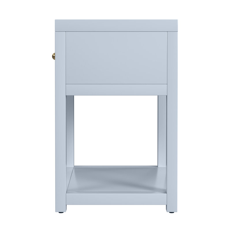 Nora 21 in. W Wood 1 Drawer Small Nightstand with Shelf, Light Blue