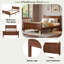 Modern Platform Bed With Line Headboard And Sturdy Legs-767149766-767149819