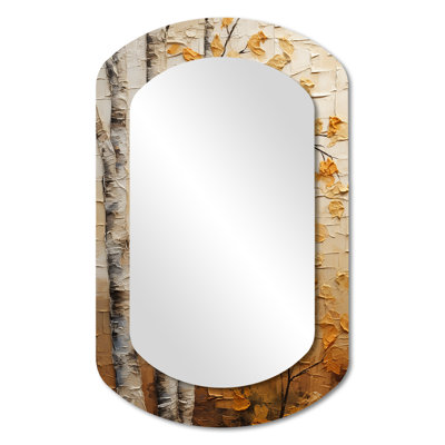 Escamilla Minimalism American Basswood Tree II - Tree Unique Shape Large Mirror, Modern Freeform Unique Wall Mirror Decor, Printed Metal Art